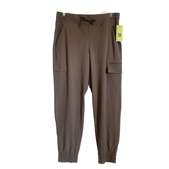 All In Motion Unisex Stretch Woven Cargo Pants Utility Joggers Brown Medium - Picture 1 of 16
